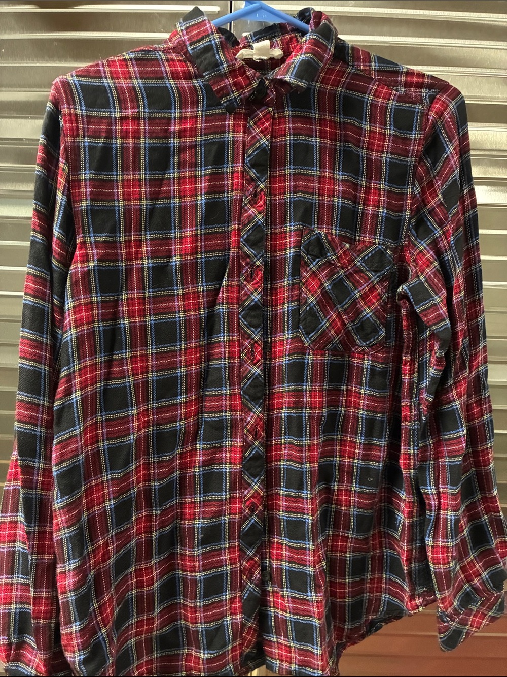 beachlunchlounge Red and Black Plaid Casual Button-Down Shirt